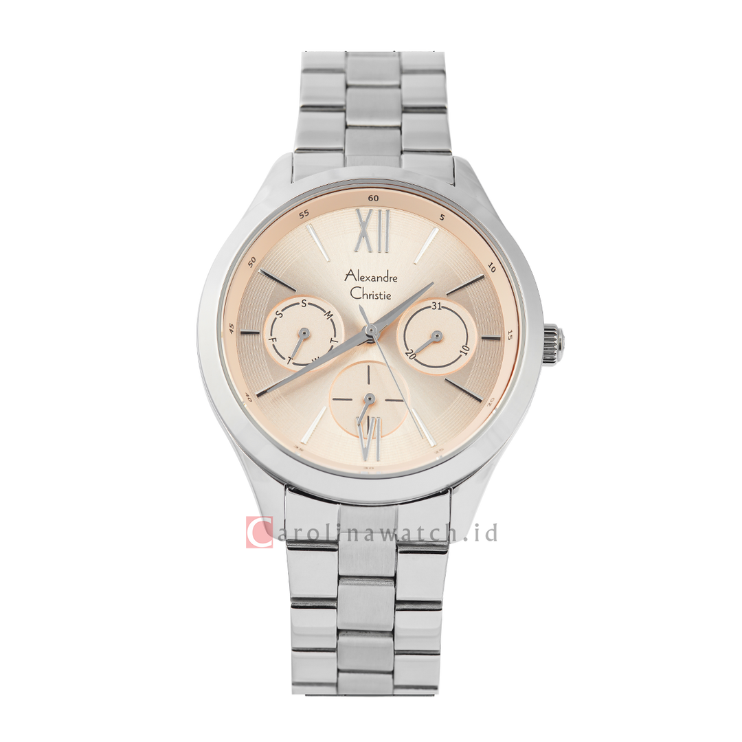 Jam Tangan Alexandre Christie Classic AC 2796 BFBSSLN Women Light Pink Dial Stainless Steel Strap