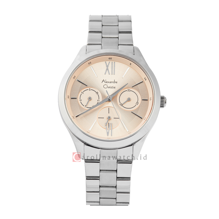 Jam Tangan Alexandre Christie Classic AC 2796 BFBSSLN Women Light Pink Dial Stainless Steel Strap