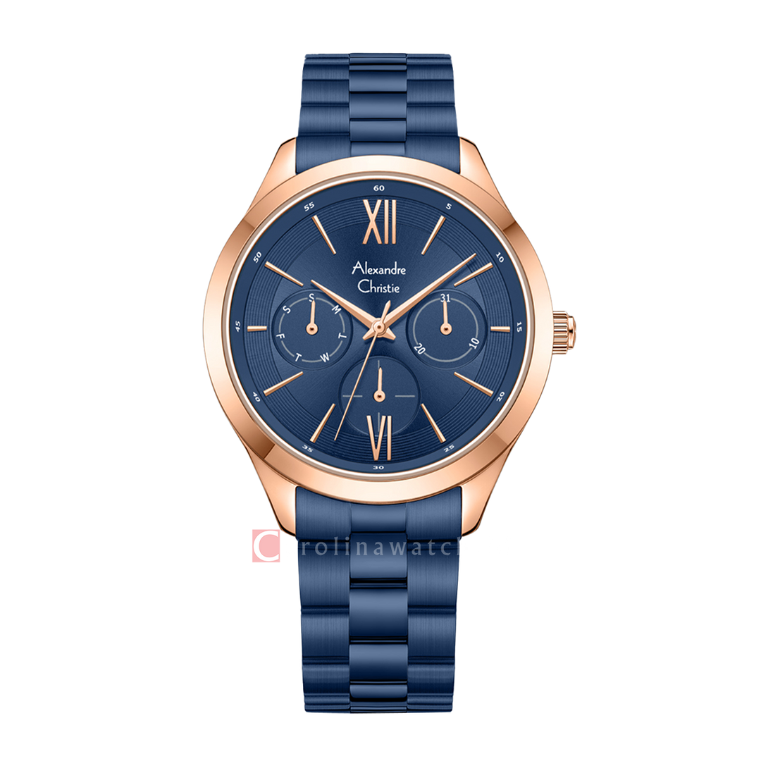 Jam Tangan Alexandre Christie Multifunction AC 2796 BFBURBU Women Blue Dial Stainless Steel Strap