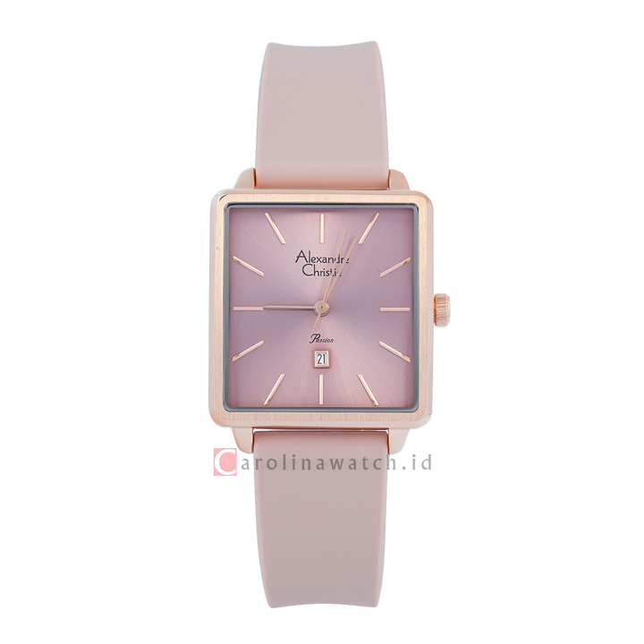 Jam Tangan Alexandre Christie Passion AC 2810 LDLRGLP Women Purple Dial Light Purple Rubber Strap