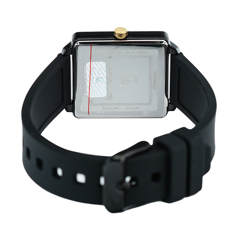 Jam Tangan Alexandre Christie Passion AC 2810 LDRIPBABA Women Black Dial Black Rubber Strap