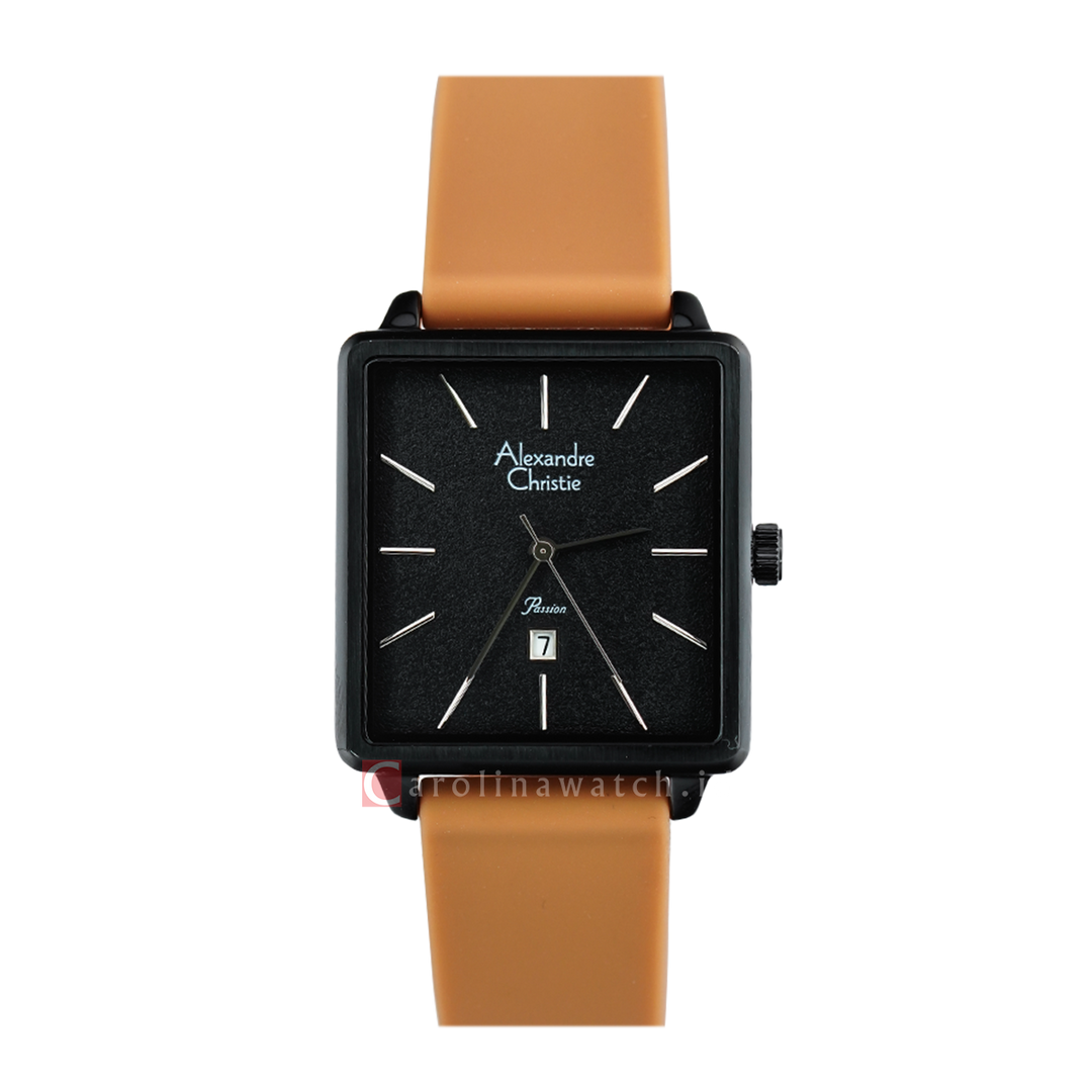 Jam Tangan Alexandre Christie Passion AC 2810 LDRIPBABO Women Black Dial Brown Rubber Strap