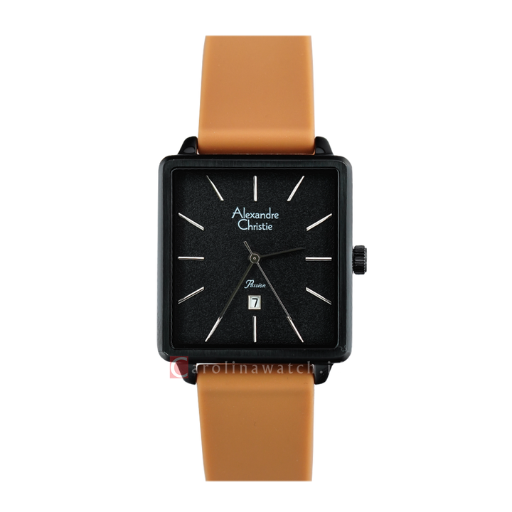 Jam Tangan Alexandre Christie Passion AC 2810 LDRIPBABO Women Black Dial Brown Rubber Strap