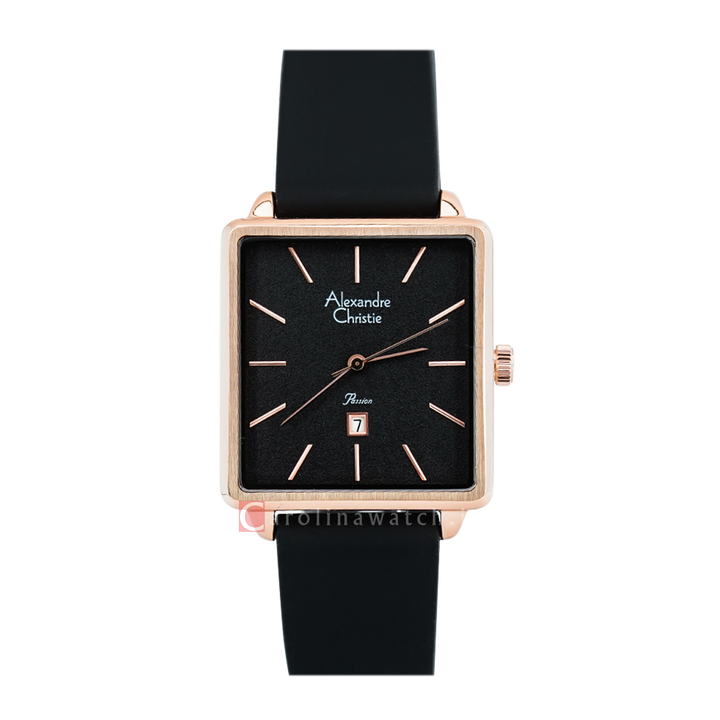 Jam Tangan Alexandre Christie Passion AC 2810 LDRRGBA Women Black Dial Black Rubber Strap