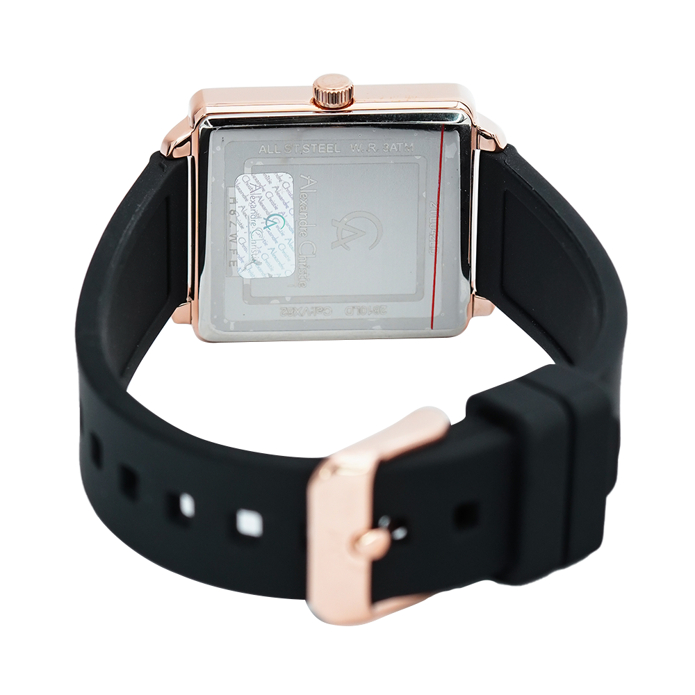Jam Tangan Alexandre Christie Passion AC 2810 LDRRGBA Women Black Dial Black Rubber Strap