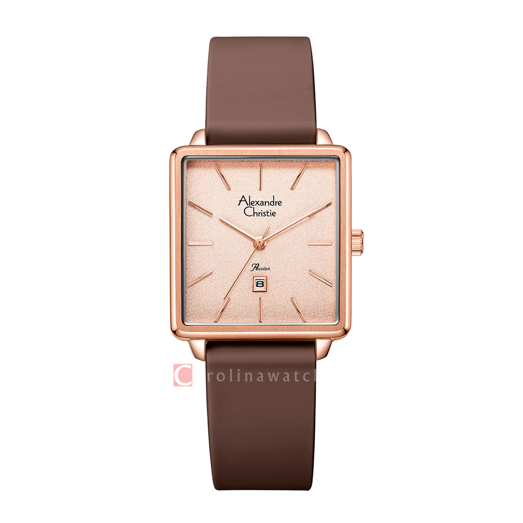 Jam Tangan Alexandre Christie Passion AC 2810 LHRRGRG Women Rose Gold Dial Brown Rubber Strap