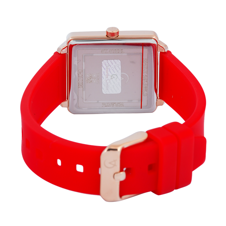 Jam Tangan Alexandre Christie Passion AC 2810 LHRRGSLRE Women Silver Dial Red Rubber Strap