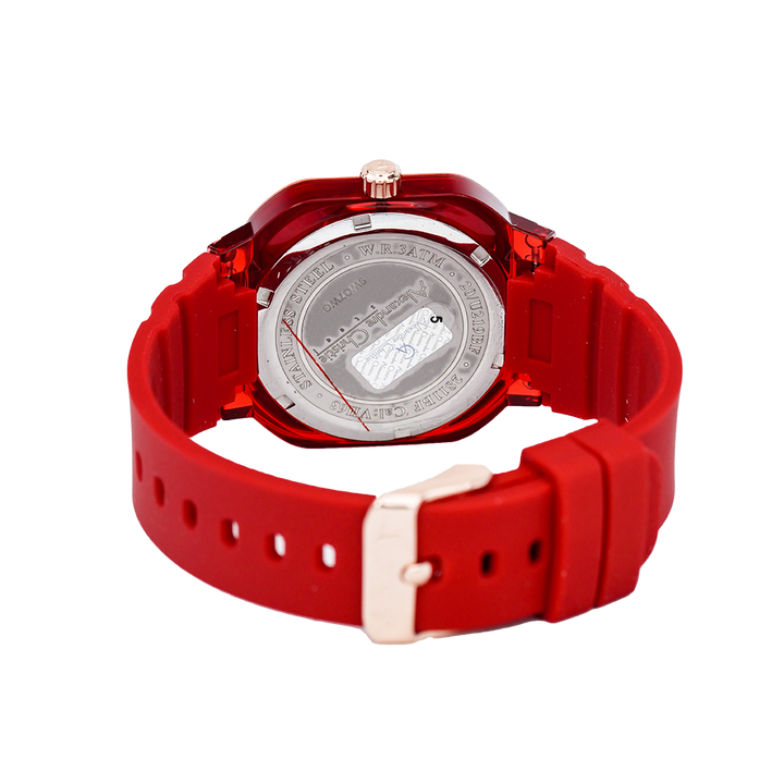 Jam Tangan Alexandre Christie Multifunction AC 2811 BFRRGRERE Women Red Dial Red Rubber Strap