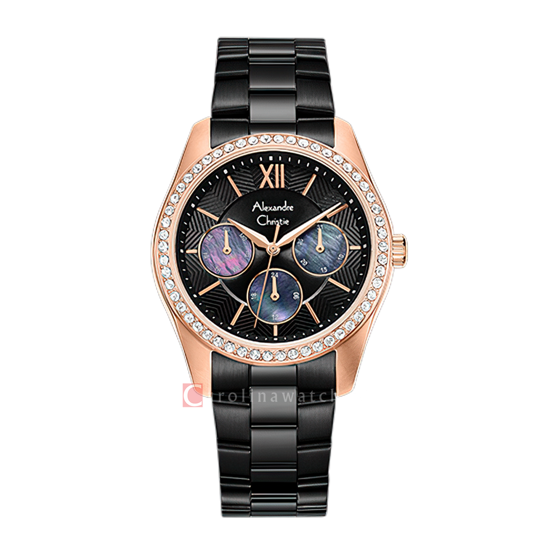 Jam Tangan Alexandre Christie AC 2827 BFBBRBA2 Women Black Dial Black Stainless Steel Strap
