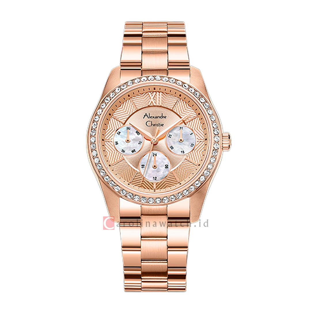 Jam Tangan Alexandre Christie AC 2827 BFBRGLN2 Women Rose Gold Dial Rose Gold Stainless Steel Strap