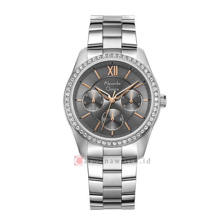 Jam Tangan Alexandre Christie Classic AC 2827 BFBSSGRRG Women Grey Dial Stainless Steel Strap