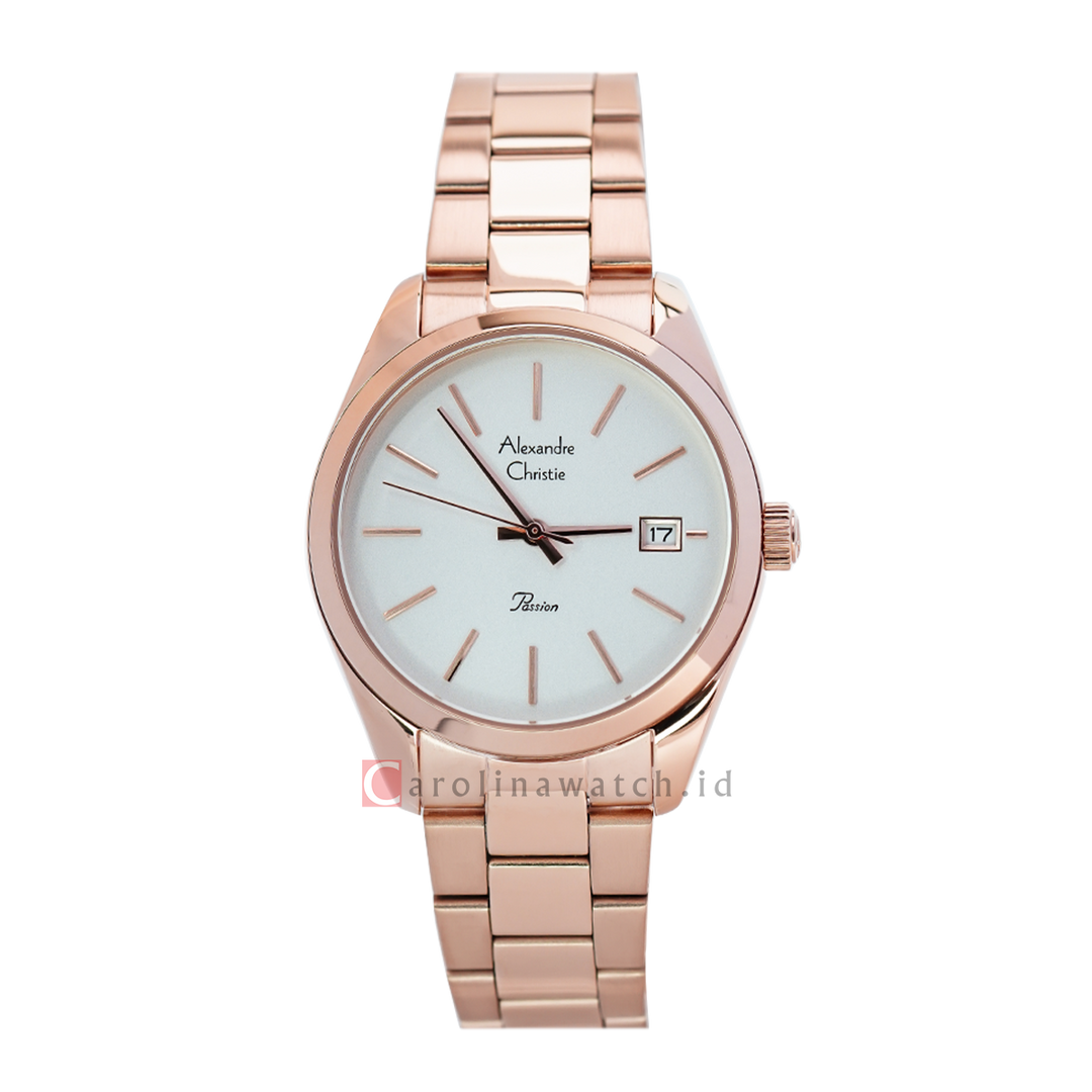 Jam Tangan Alexandre Christie Passion AC 2839 LDBRGSL Women Silver Dial Rose Gold Stainless Steel Strap