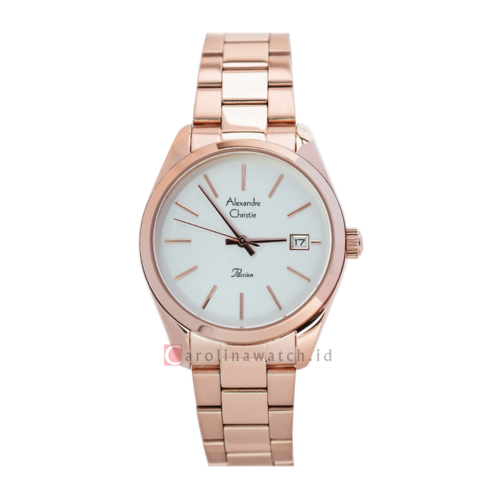 Jam Tangan Alexandre Christie Passion AC 2839 LDBRGSL Women Silver Dial Rose Gold Stainless Steel Strap