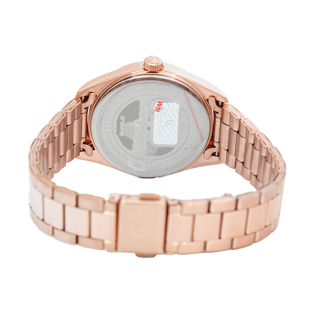 Jam Tangan Alexandre Christie Passion AC 2839 LDBRGSL Women Silver Dial Rose Gold Stainless Steel Strap