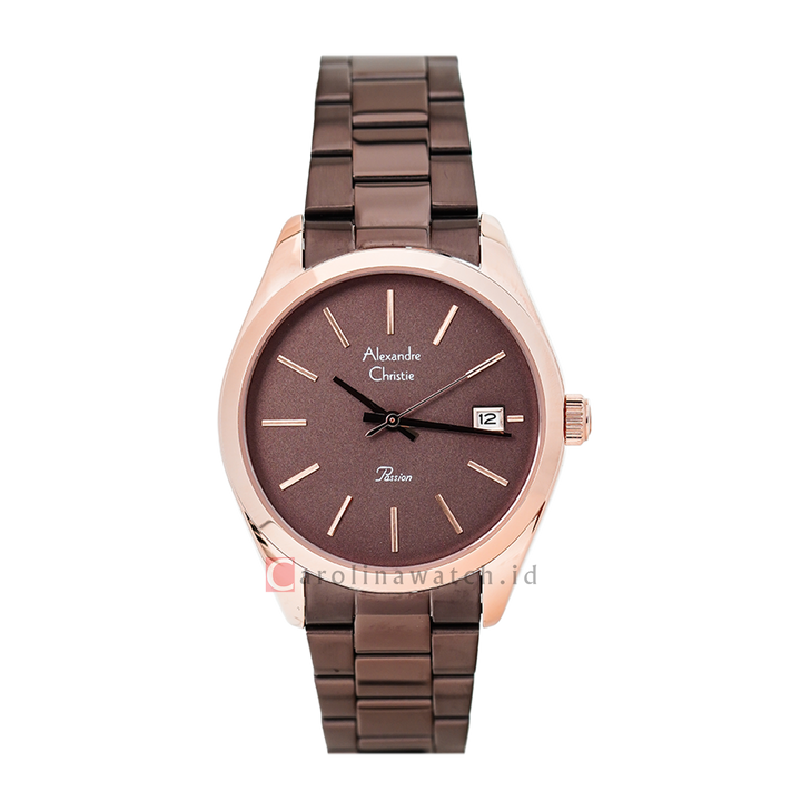 Jam Tangan Alexandre Christie Passion AC 2839 LDBROBO Women Brown Dial Brown Stainless Steel Strap