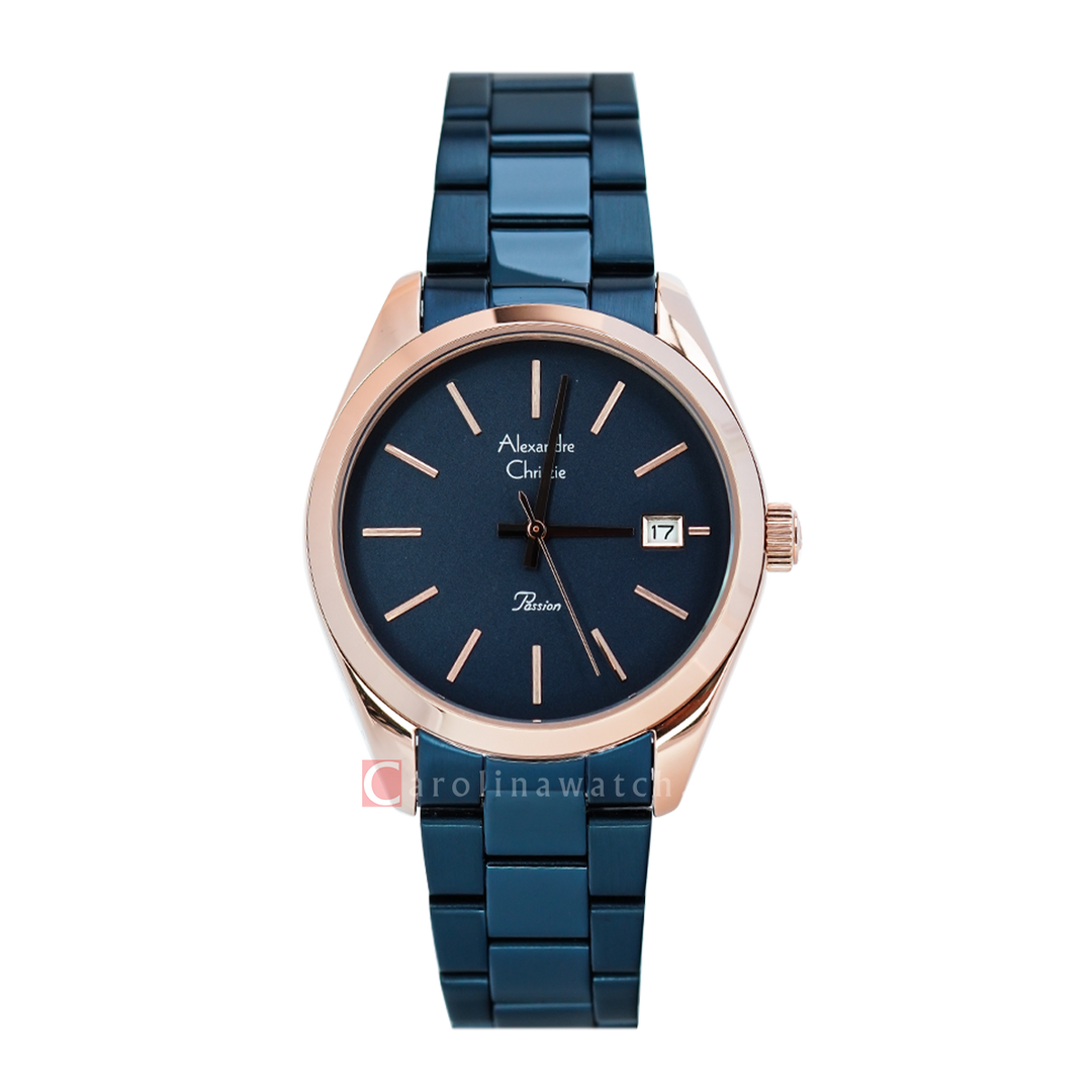 Jam Tangan Alexandre Christie Passion AC 2839 LDBURBU Women Dark Blue Dial Dark Blue Stainless Steel Strap