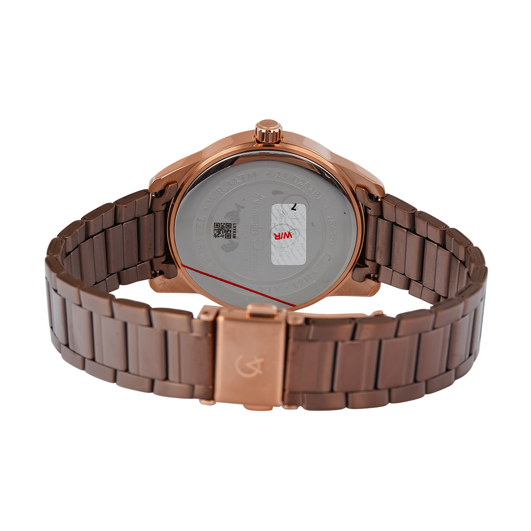 Jam Tangan Alexandre Christie Multifunction AC 2843 BFBROBO Women Brown Dial Brown Stainless Steel Strap