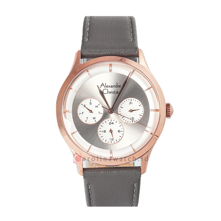 Jam Tangan Alexandre Christie AC 2868 BFLRGSL Women Grey Dial Grey Leather Strap