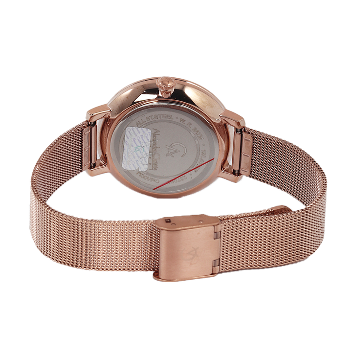 Jam Tangan Alexandre Christie Passion AC 2870 BFBRGGR Women Grey Dial Rose Gold Mesh Stainless Steel Strap