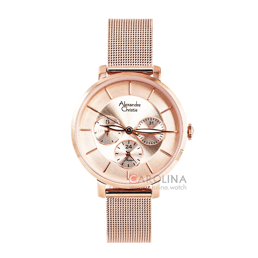 Jam Tangan Alexandre Christie Passion AC 2870 BFBRGRG Women Rose Gold Dial Rose Gold Mesh Stainless Steel Strap