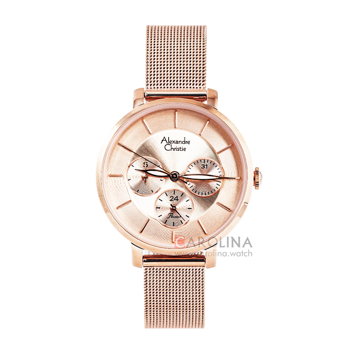 Jam Tangan Alexandre Christie Passion AC 2870 BFBRGRG Women Rose Gold Dial Rose Gold Mesh Stainless Steel Strap