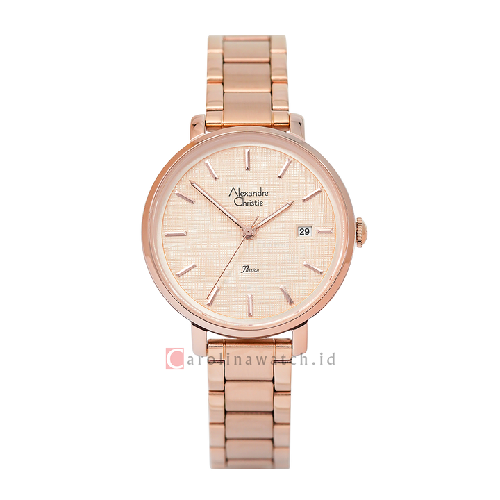 Jam Tangan Alexandre Christie Passion AC 2870 LDBRGLN1 Women Analog Dial Rose Gold Stainless Steel Strap