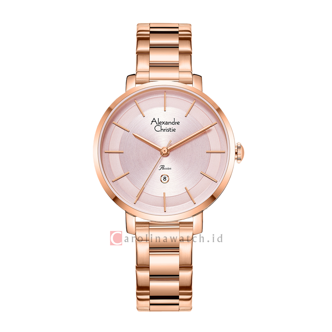 Jam Tangan Alexandre Christie Passion AC 2870 LDBRGPN Women Pink Dial Rose Gold Stainless Steel Strap