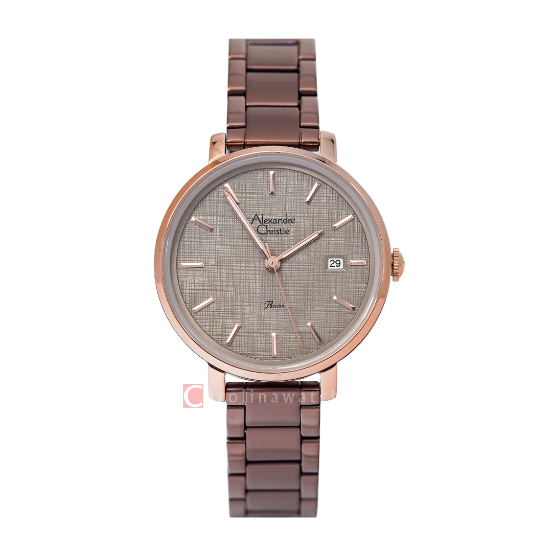 Jam Tangan Alexandre Christie Passion AC 2870 LDBROBO1 Women Brown Dial Brown Stainless Steel Strap