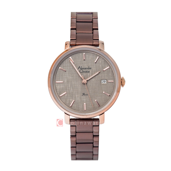 Jam Tangan Alexandre Christie Passion AC 2870 LDBROBO1 Women Brown Dial Brown Stainless Steel Strap