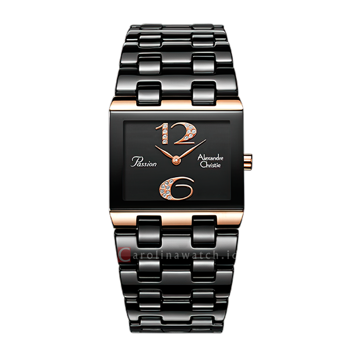 Jam Tangan Alexandre Christie Passion AC 2881 LHBRGBA Women Black Dial Black Stainless Steel Strap