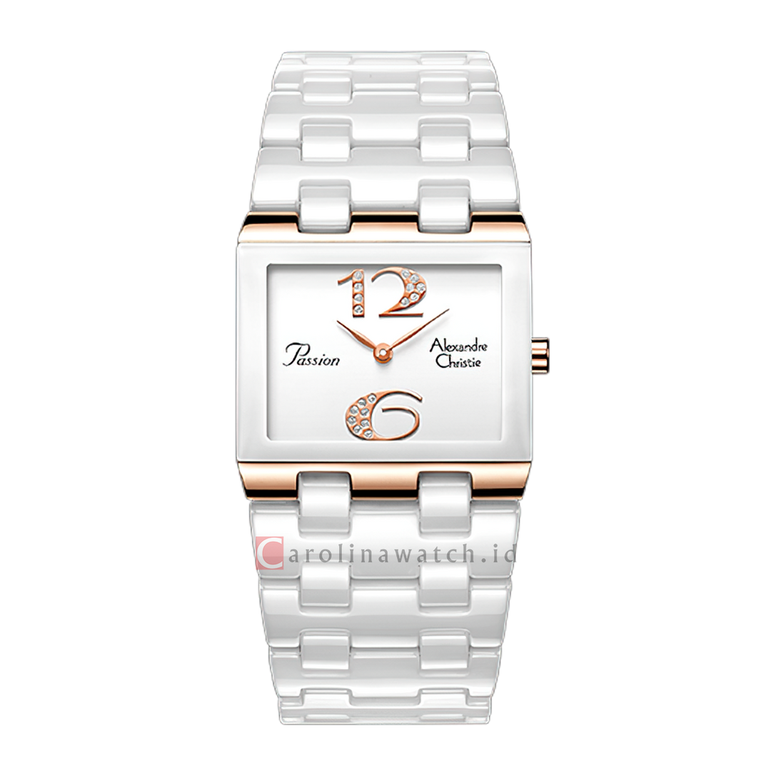 Jam Tangan Alexandre Christie Passion AC 2881 LHBRGSL Women Silver White Dial White Stainless Steel Strap