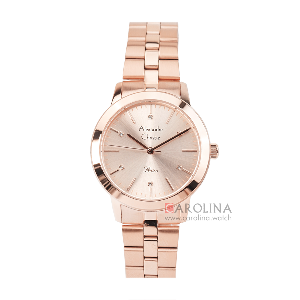 Jam Tangan Alexandre Christie Passion AC 2897 LHBRGLN Women Rose Gold Dial Rose Gold Stainless Steel Strap