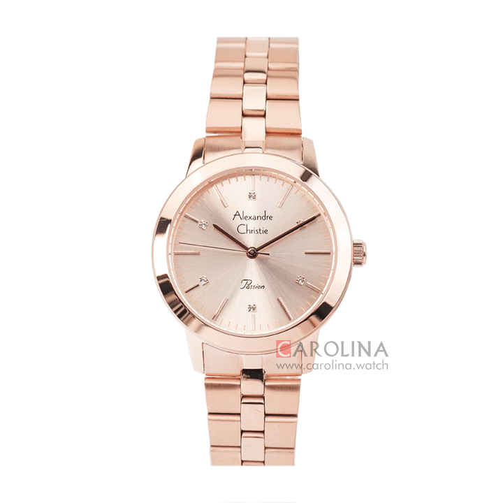 Jam Tangan Alexandre Christie Passion AC 2897 LHBRGLN Women Rose Gold Dial Rose Gold Stainless Steel Strap
