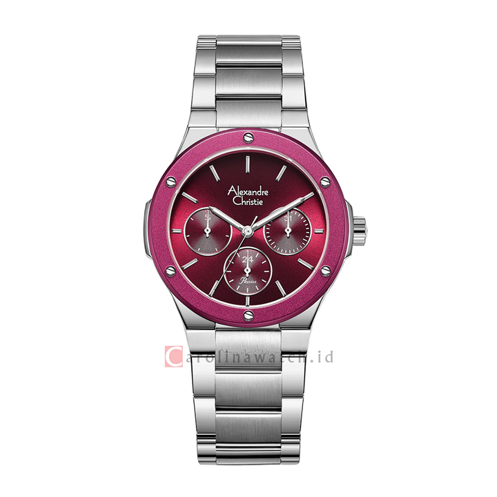 Jam Tangan Alexandre Christie Passion AC 2913 BFBSSRE Women Red Dial Stainless Steel Strap