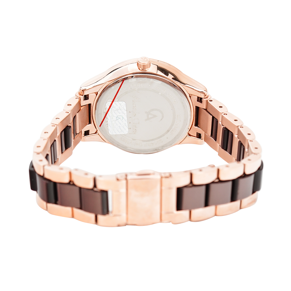 Jam Tangan Alexandre Christie Passion AC 2914 BFBRGBO Women Brown Dial Dual Tone Stainless Steel Strap