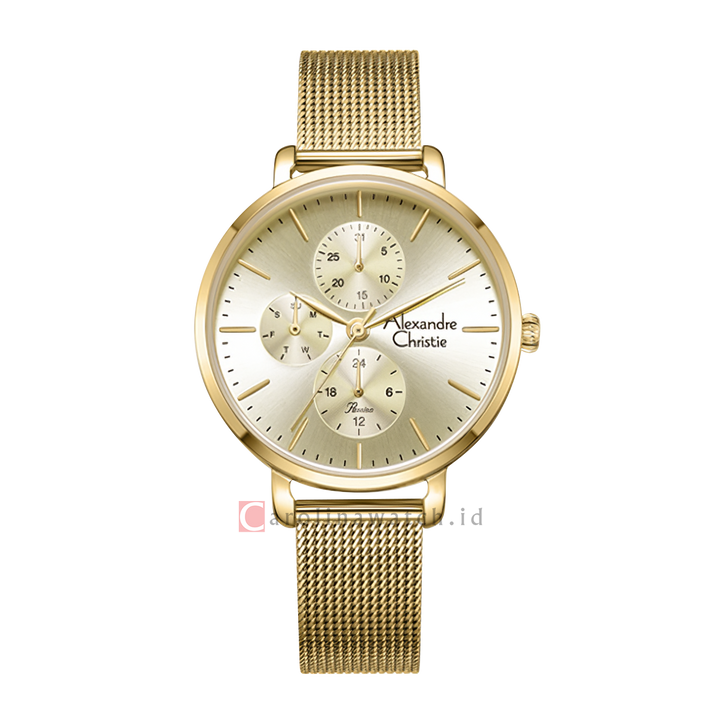 Jam Tangan Alexandre Christie Passion AC 2916 BFBGPIV Women Grey Dial Gold Mesh Stainless Steel Strap