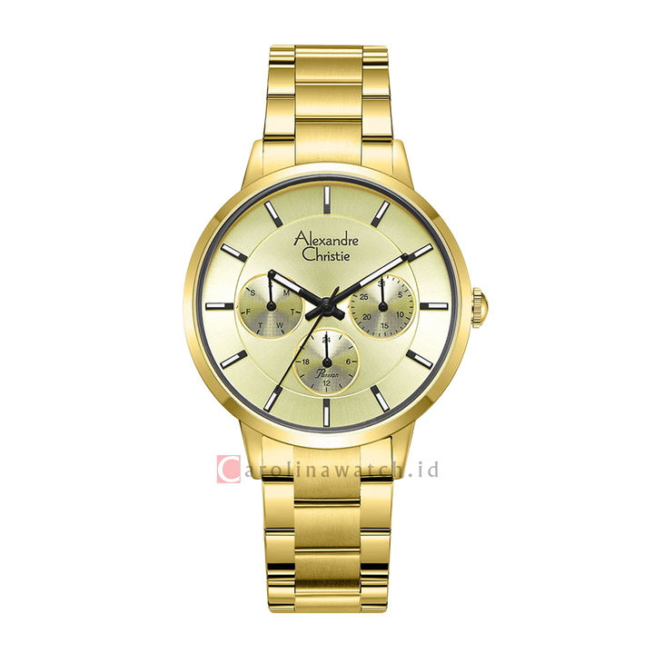 Jam Tangan Alexandre Christie Passion AC 2927 BFBGPIV Women Ivory Dial Gold Stainless Steel Strap