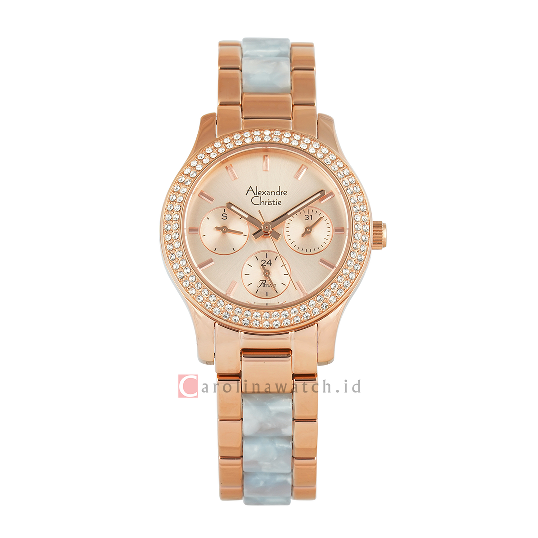 Jam Tangan Alexandre Christie Multifunction AC 2932 BFBRGRGBU2 Women Gold Dial Dual Tone Stainless Steel Strap
