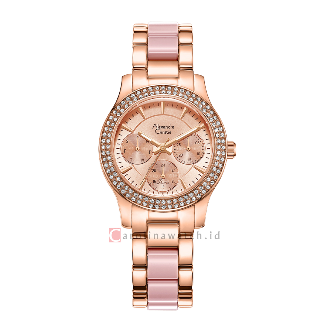 Jam Tangan Alexandre Christie Multifunction AC 2932 BFBRGRGPN Women Rose Gold Dial Rose Gold Stainless Steel Strap