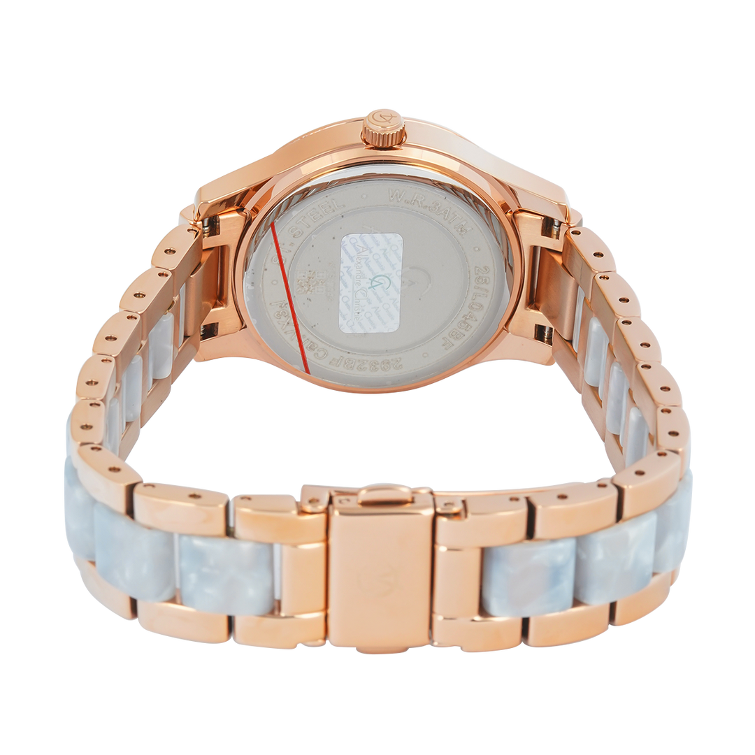 Jam Tangan Alexandre Christie Multifunction AC 2932 BFBRGSLLB2 Women Light Blue Dial Dual Tone Stainless Steel Strap