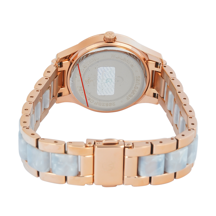 Jam Tangan Alexandre Christie Multifunction AC 2932 BFBRGSLLB2 Women Light Blue Dial Dual Tone Stainless Steel Strap