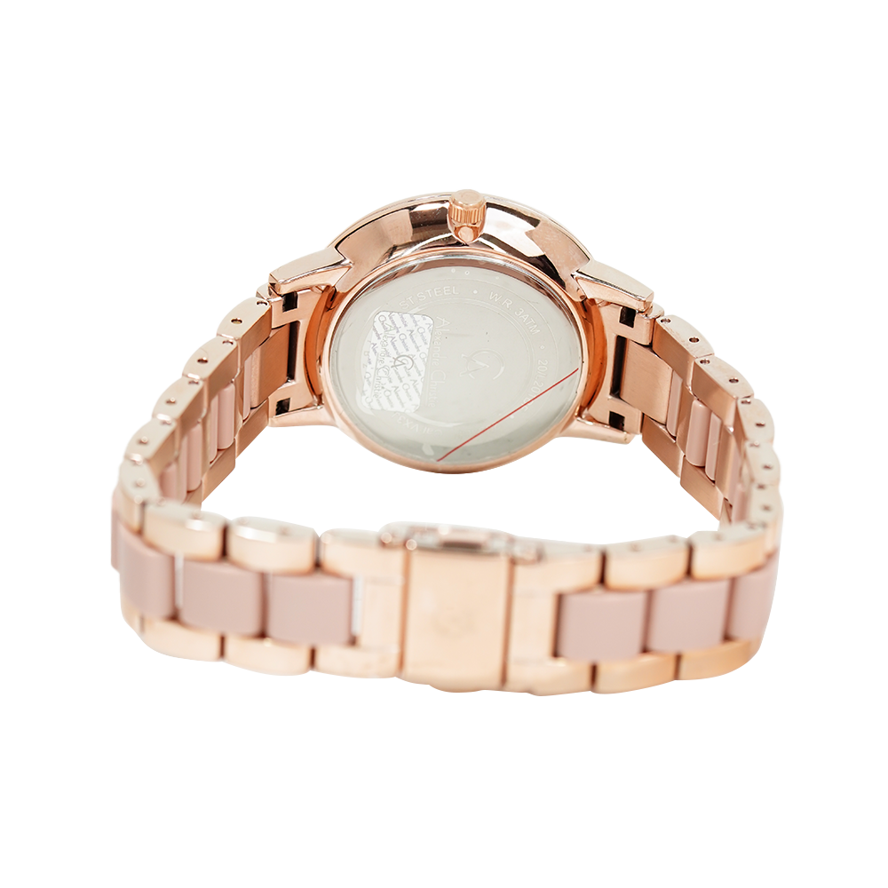 Jam Tangan Alexandre Christie Passion AC 2933 BFBRGRGPN Women Rose Gold Dial Dual Tone Stainless Steel Ceramic Strap