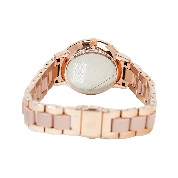 Jam Tangan Alexandre Christie Passion AC 2933 BFBRGRGPN Women Rose Gold Dial Dual Tone Stainless Steel Ceramic Strap