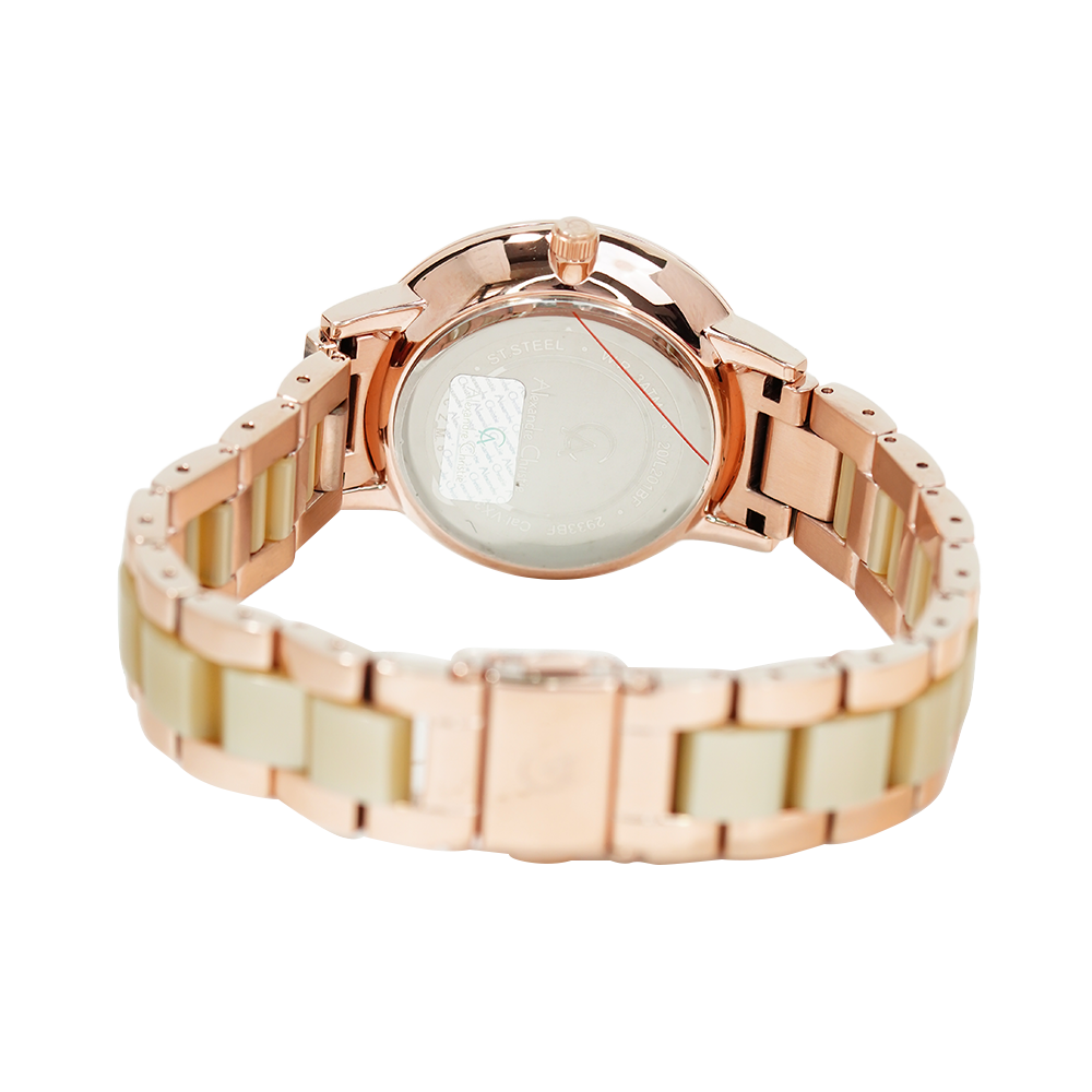 Jam Tangan Alexandre Christie Passion AC 2933 BFBRGRG Women Rose Gold Dial Dual Tone Stainless Steel Ceramic Strap