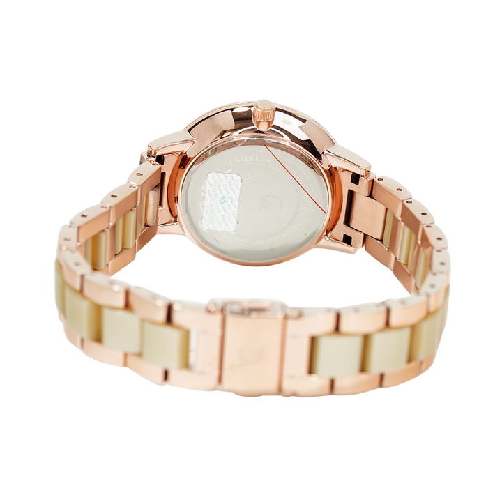 Jam Tangan Alexandre Christie Passion AC 2933 BFBRGRG Women Rose Gold Dial Dual Tone Stainless Steel Ceramic Strap