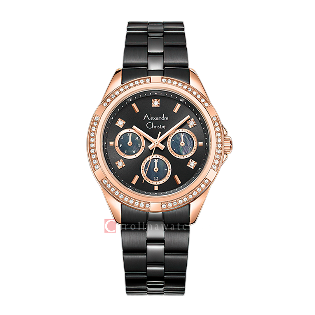 Jam Tangan Alexandre Christie Classic AC 2947 BFBBRBA2 Women Black Dial Black Stainless Steel Strap