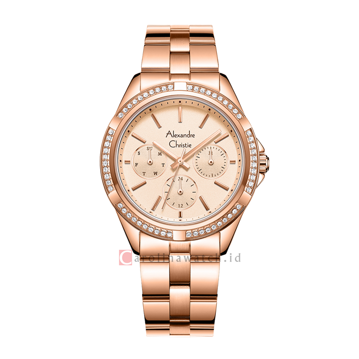 Jam Tangan Alexandre Christie Multifunction AC 2947 BFBRGLN Women Rose Gold Dial Rose Gold Stainless Steel Strap