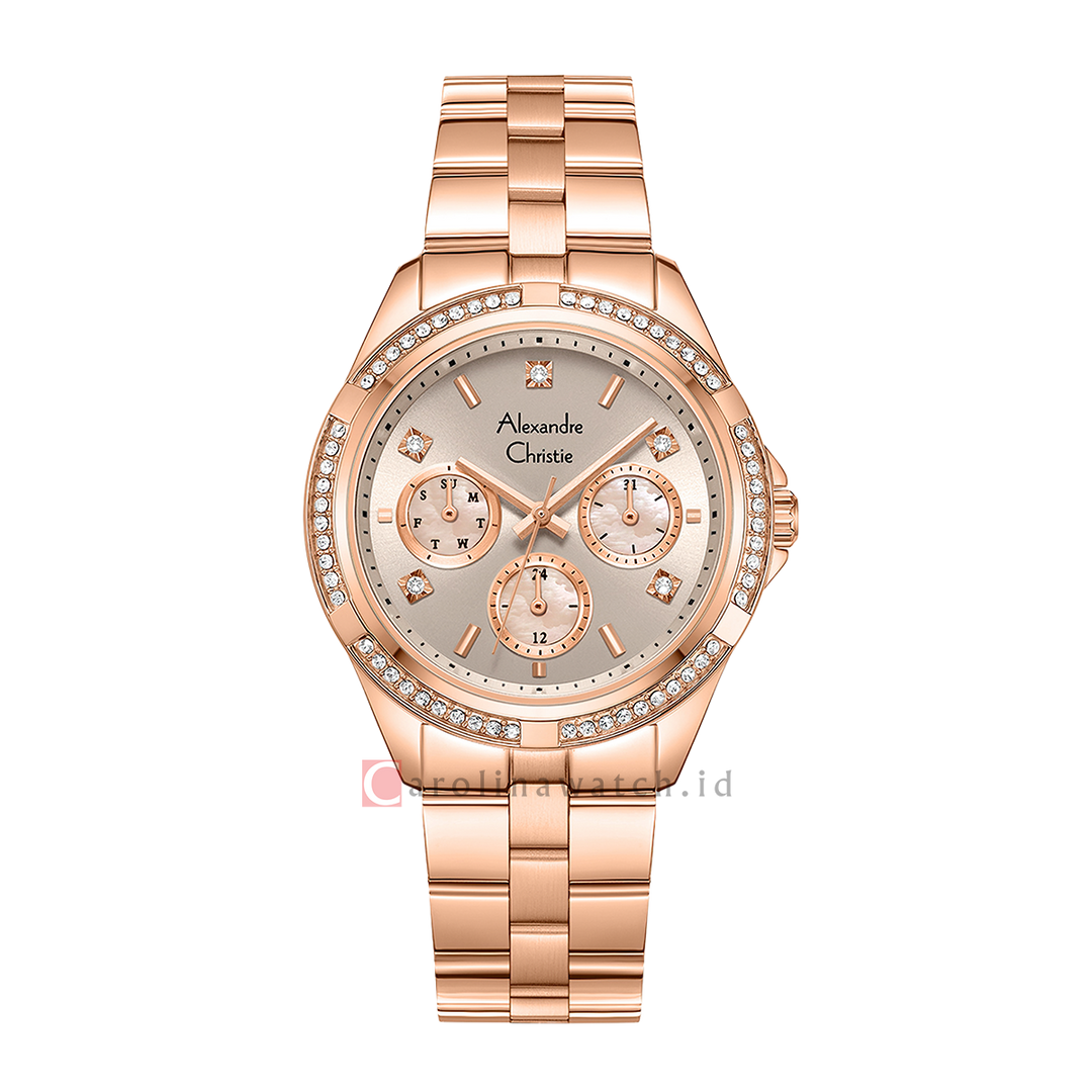 Jam Tangan Alexandre Christie AC 2947 BFBRGLO2 Women Analog Dial Rose Gold Stainless Steel Strap