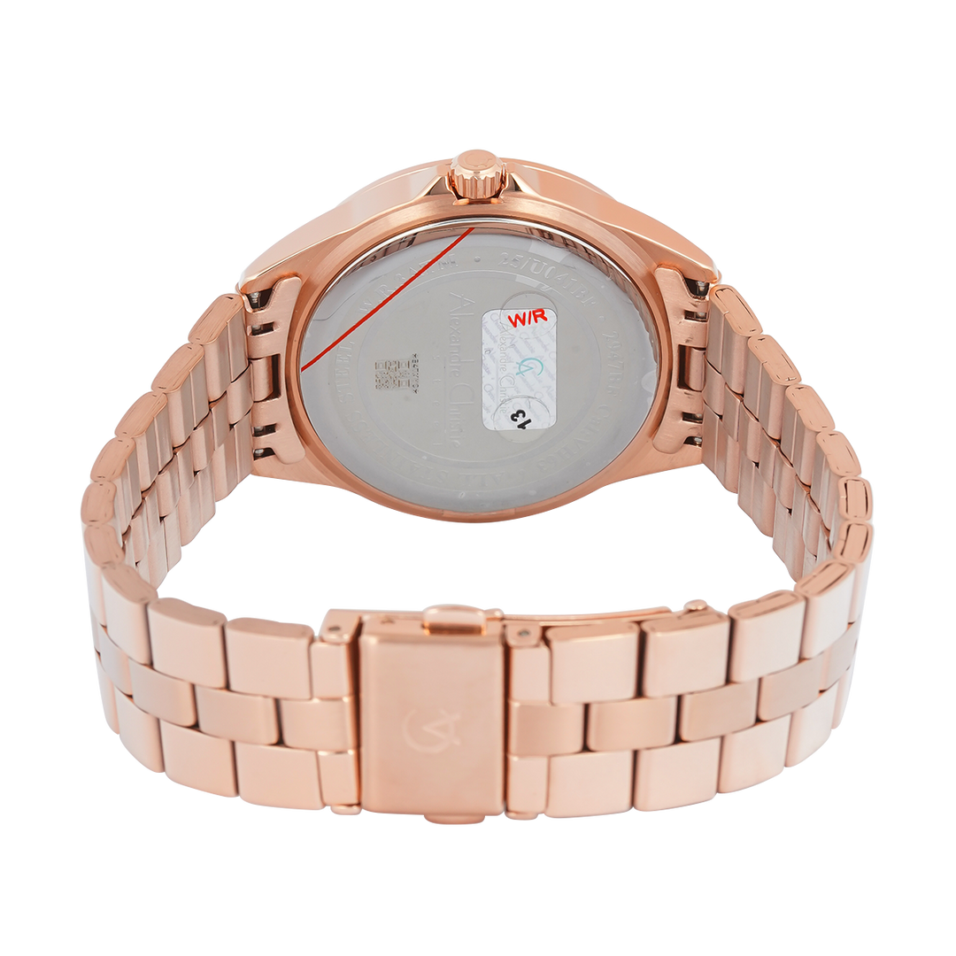 Jam Tangan Alexandre Christie Classic AC 2947 BFBRGSL2 Women White Dial Rose Gold Stainless Steel Strap