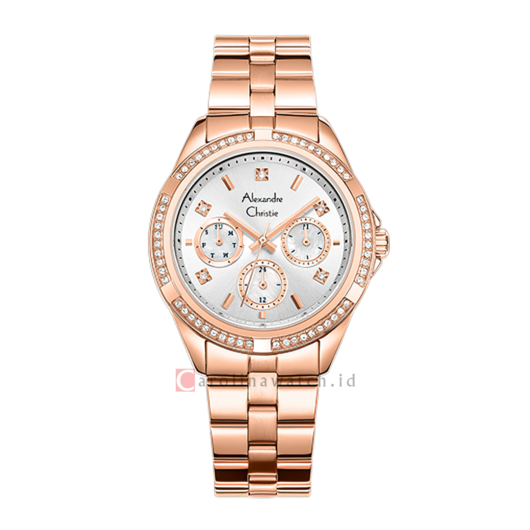 Jam Tangan Alexandre Christie Classic AC 2947 BFBRGSL2 Women White Dial Rose Gold Stainless Steel Strap